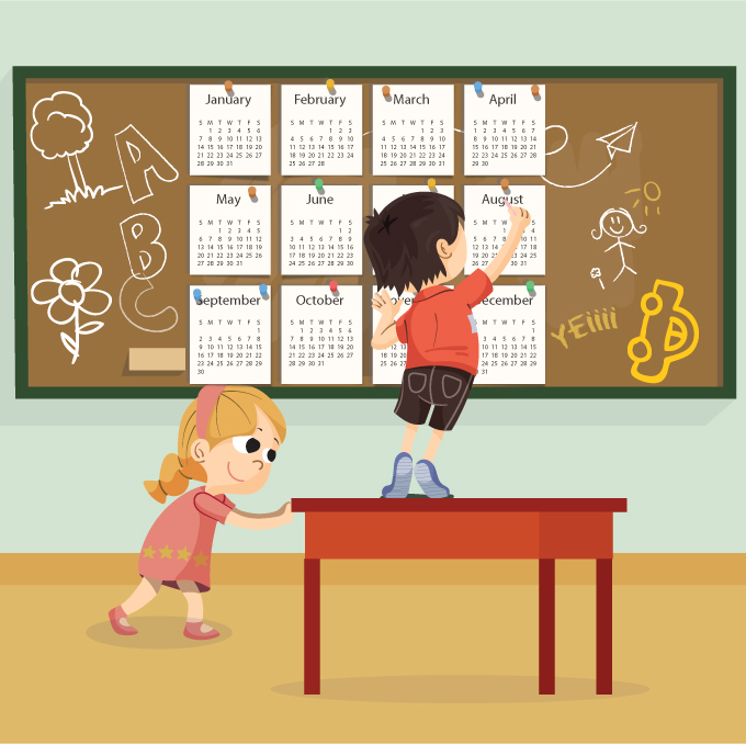 Marking in month calendar year real life activity